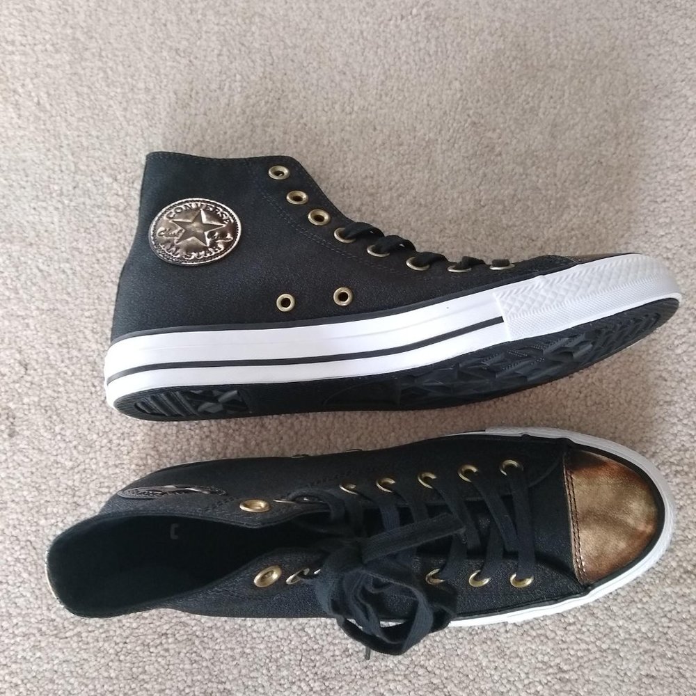 Women's Converse CTAS Hi Brush High Tops with Gold Leather Toe Caps